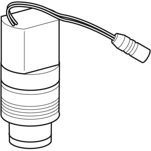 Magnetventil mit Anschlussleitung, geeignet für Waschtischarmaturen, hergestellt von Geberit. Das Produkt hat eine zylindrische Form und ist elektrisch betrieben.