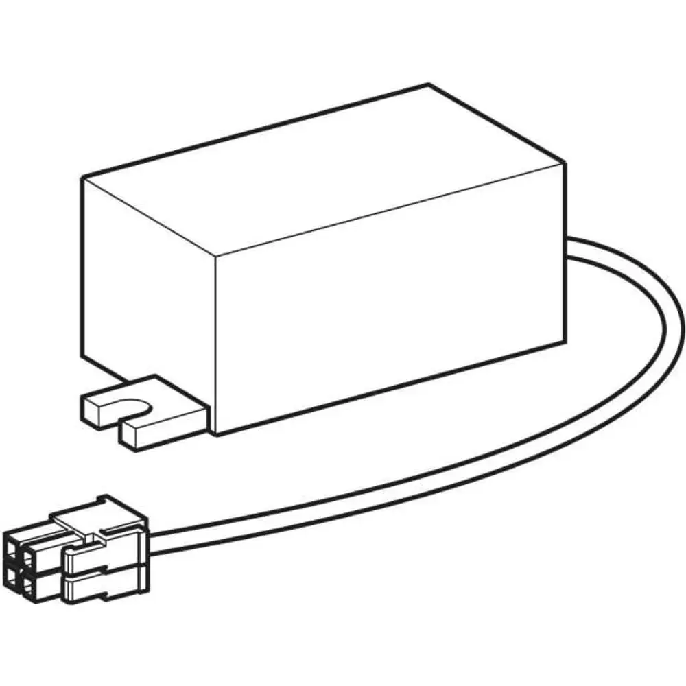 9V Batterie mit Kabelanschluss, passend für Flushtronic 100/200. Geberit Produkt, das zur Energieversorgung von Anwendungen genutzt wird.