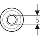 Weißes Wandrosetten-Design von Geberit mit einem runden, flachen Profil und einem zentralen Loch, dargestellt in einer schematischen Grafik.