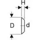 Wandrosette von Geberit, flache Form mit d=50mm, aus PP gefertigt, zeigt Abbildung von Durchmessern und Höhen, sowie Pfeilen zur Veranschaulichung der Maße.