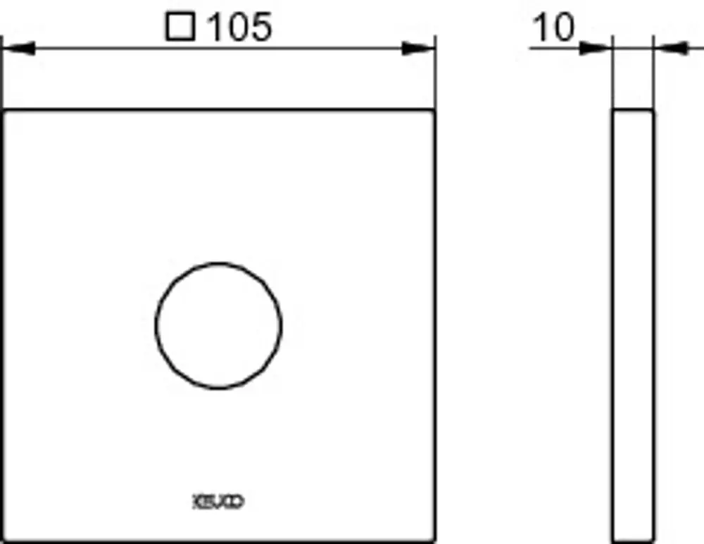 Wandrosette von Keuco, quadratisch mit mittigem Ausschnitt. Klare Linienführung und flache Bauweise, geeignet für verschiedene Armaturen.