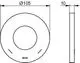 Runde Wandrosette von Keuco mit einem Durchmesser von 105 mm, in einer flachen Ausführung, geeignet für Einhebelmischer, dargestellt in einer schematischen Ansicht.