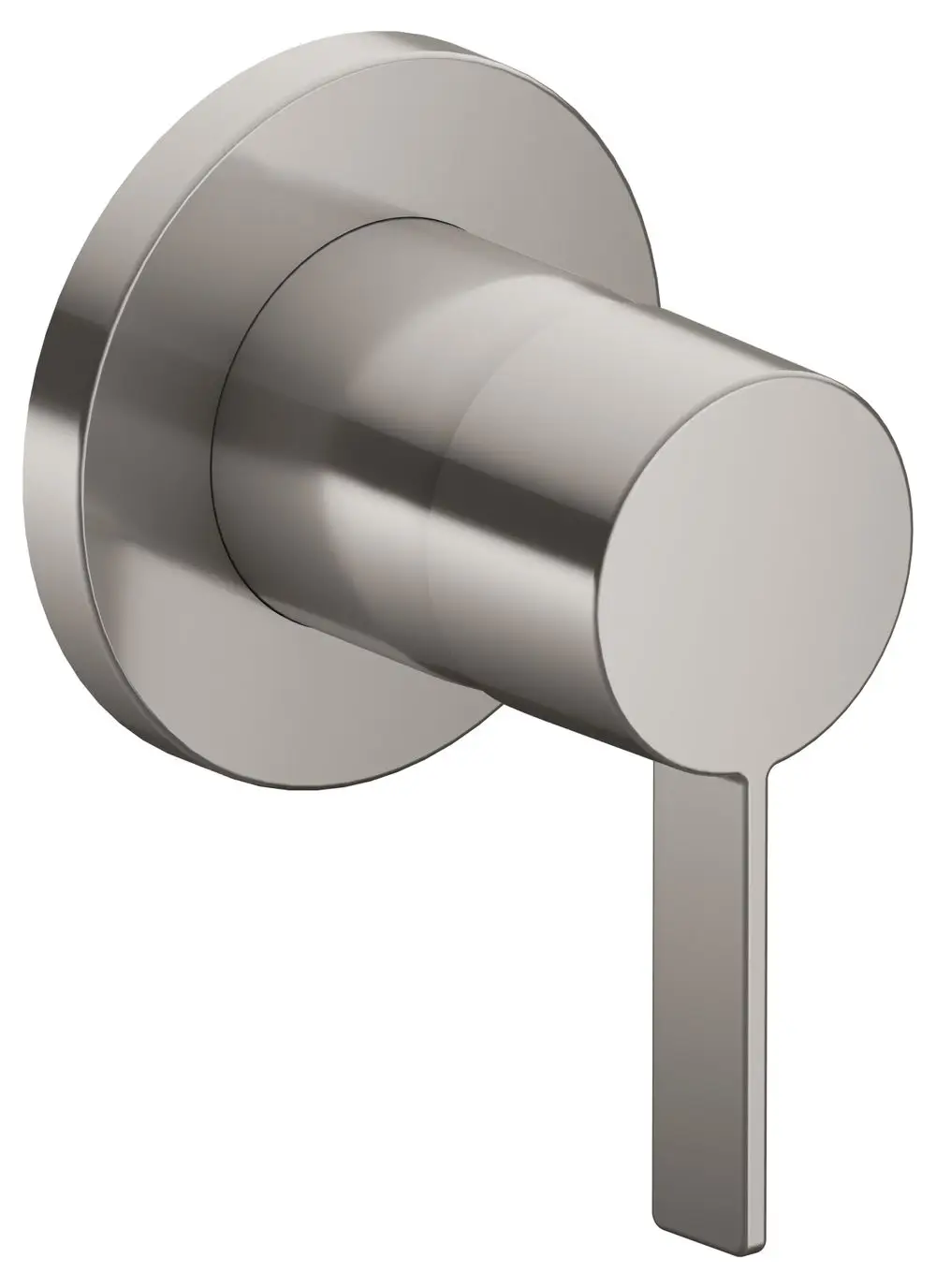 Einhebelmischer von Keuco mit runder Rosette und einem gebürsteten Nickel-Finish. Schlichte, funktionale Gestaltung für moderne Badezimmer.