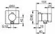 Keuco-Thermostat mit Schlauchanschluss, quadratischer Form, verchromt, für Wandmontage, inklusive Maßangaben im technischen Zeichnungsformat.
