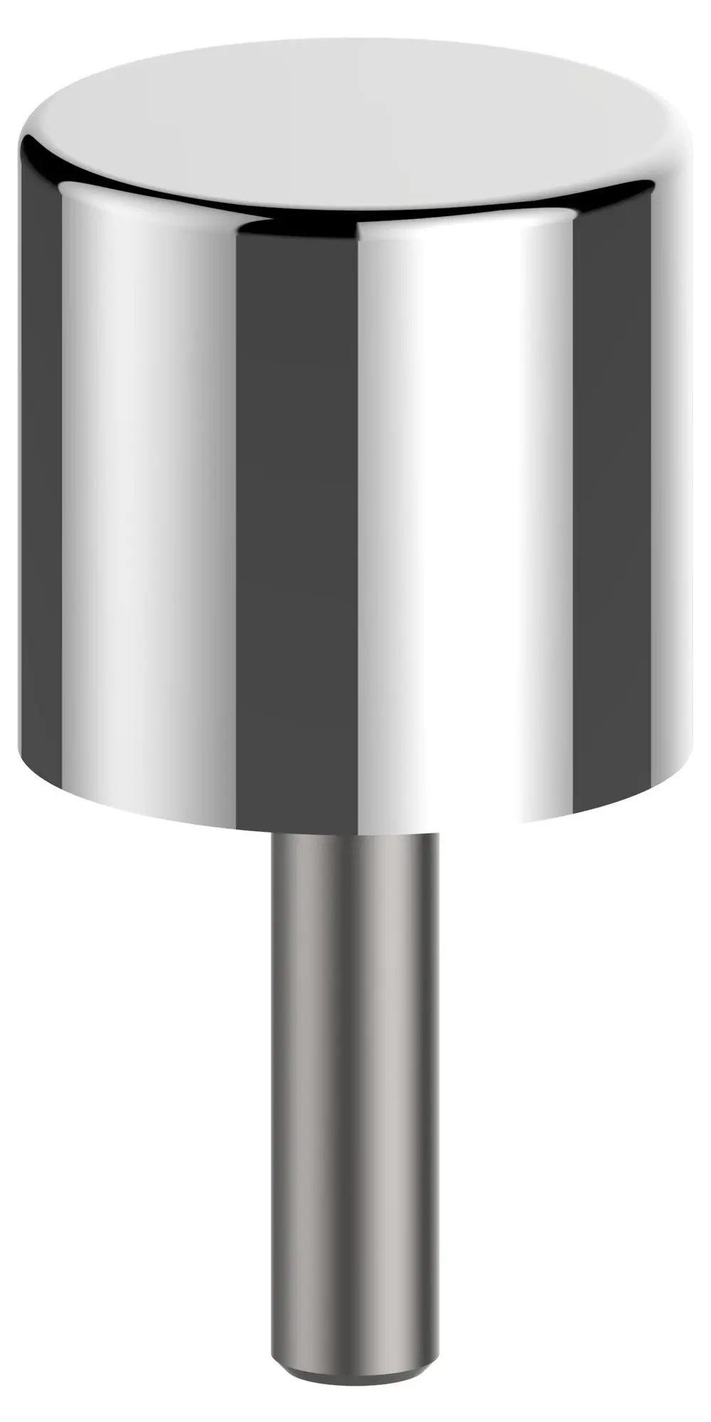 Verchromte Temperaturbegrenzung von Keuco, zylindrische Form mit glattem Oberflächenfinish und mit einem länglichen Anschluss.