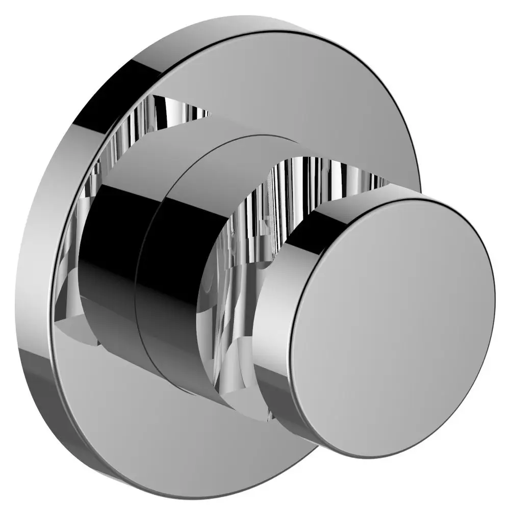 Runder Wandbrausehalter aus verchromtem Material von Keuco, montiert auf einer glatten Oberfläche, mit einem klaren ergonomischen Design.