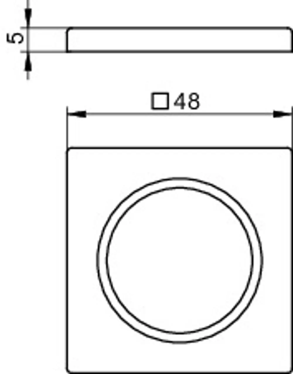 Quadratische Rosette von Keuco mit einem Durchmesser von 48 mm und einer Höhe von 5 mm, geeignet für Einhebel-Waschtischmischer.