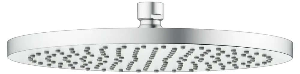 Runde Kopfbrause in Aluminium-Finish mit mehreren Wasserstrahlauslässen. Von Keuco, geeignet für die Wandmontage in Duschen.