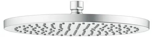 Runde Kopfbrause in Aluminium-Finish mit mehreren Wasserstrahlauslässen. Von Keuco, geeignet für die Wandmontage in Duschen.