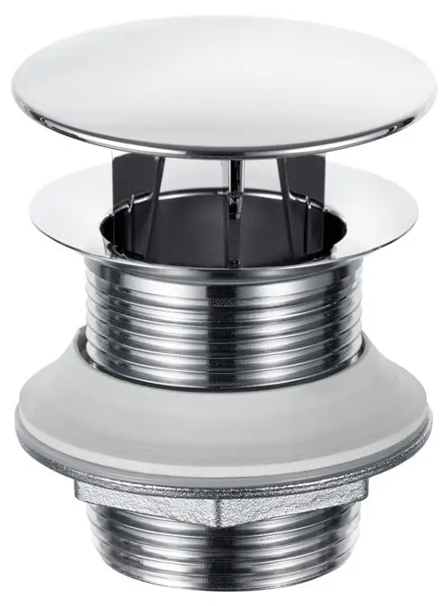 Verchromtes Schaftventil von Keuco mit einer runden Haube. Das Produkt besteht aus Metall mit Gewinde und Dichtungsring für eine sichere Verbindung.