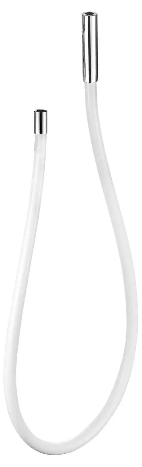 Kaltwasserschlauch in weiß mit verchromten Enden, geeignet für die Verwendung mit Keuco Armaturen, flexible Form, zur Verbindung von Wasserleitungen.