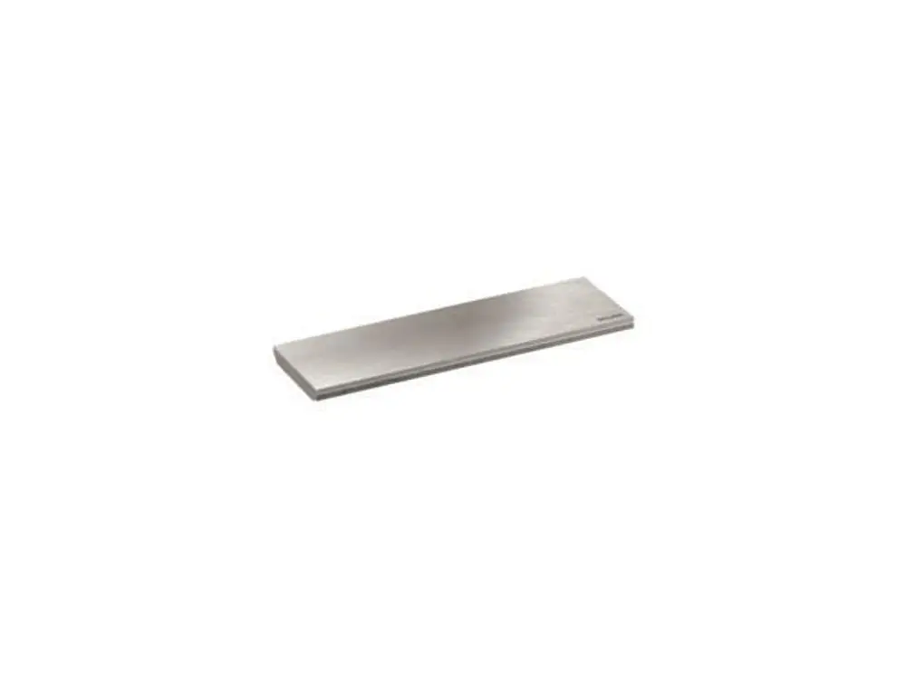 Edelstahlplatte in mattem Finish, rechteckig und flach, mit der Markenbezeichnung Dallmer. Ideal für Wandverkleidungen oder Ablageflächen.