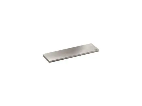 Edelstahlplatte in mattem Finish, rechteckig und flach, mit der Markenbezeichnung Dallmer. Ideal für Wandverkleidungen oder Ablageflächen.