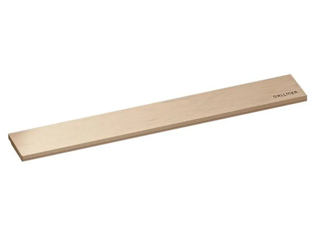 Holzplatte von Dallmer, schlicht und ohne zusätzliche Verzierungen. Die Oberfläche ist glatt und zeigt eine natürliche Holzmaserung.