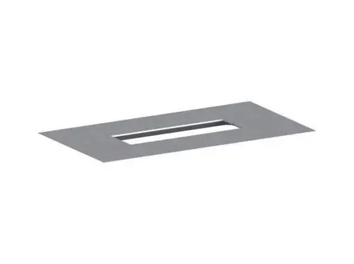 Flache Dichtmanschette aus Metall mit rechteckigem Schlitz. Produkt von Dallmer, geeignet für Abdichtungsanwendungen.