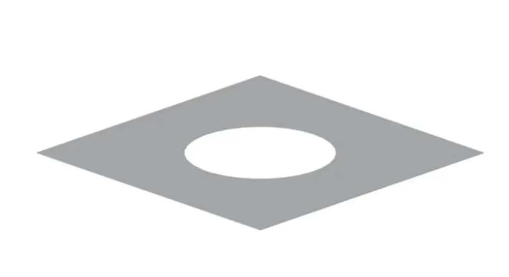 Graue Dallmer Manschette mit quadratischer Form und rundem Ausschnitt in der Mitte, auf hellem Hintergrund dargestellt.