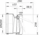 Dallmer Rohrklappe in Schnittansicht mit Maßlinien. Der Mechanismus zur Regulierung des Durchflusses ist deutlich sichtbar. Schnitt zeigt Komponenten und Funktionsweise.