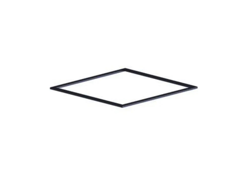 Schwarze Dichtung in quadratischer Form, geeignet für den Einsatz als Gehäusedeckel-Dichtung von Dallmer zu verschiedenen Systemen.