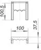 Technisches Diagramm eines Dallmer Handabsperrungsgriffs mit wellenförmiger Oberkante und Maßangaben für Höhe und Breite.