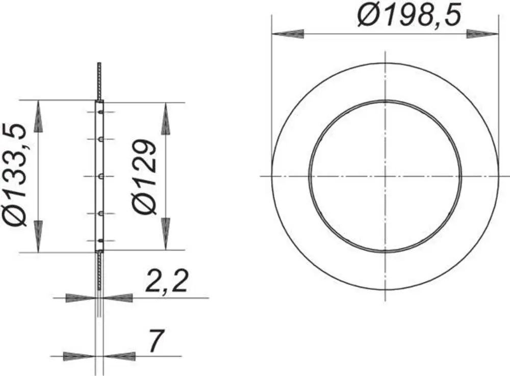 Technisches Zeichnungsdiagramm eines Dallmer-Produktelements mit verschiedenen Durchmessern und Höhenangaben, das für Sanitärinstallationen verwendet wird.