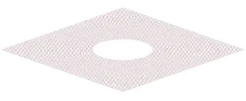 Dallmer Glasgewebematte in rautenförmigem Design mit zentralem Loch, schwarzer Umrandung und einem feinen, regelmäßigen Muster auf der Oberfläche.