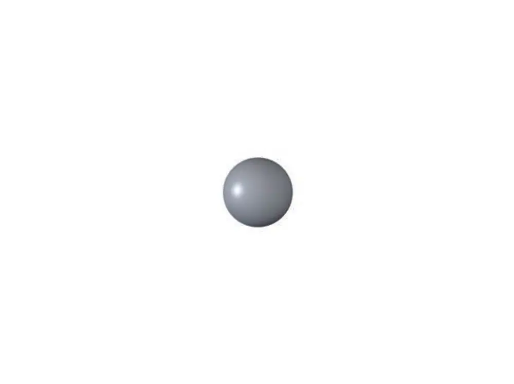 Graue, runde Dallmer Kugel auf weißem Hintergrund. Es handelt sich um ein einfaches Balldesign ohne zusätzliche Details.