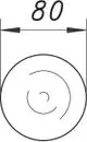 Dallmer Produktillustration mit einem Spiraldesign und einem Maß, das auf die Dimensionierung oder den Durchmesser hinweist. Klar erkennbare Linien und Struktur.