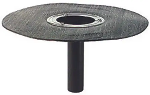 Balkonablaufgehäuse von Dallmer mit flachem, rundem Deckel und zentraler Öffnung. Robustes Design zur Entwässerung von Balkon- und Terrassenflächen.