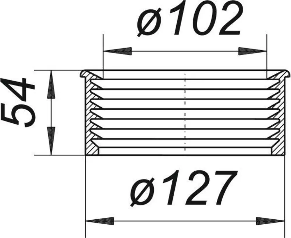Dallmer Lippendichtung für Rohrverbindung, mit gestapelten Ringen und verschiedenen Durchmessern, abgebildet in einem technischen Diagramm.