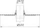 Schematische Darstellung einer Rohrdurchführung von Dallmer mit einem Durchmesser von 500 mm und einer Anschlussgröße von DN 70.