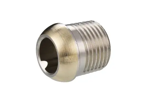 Kurzer Nippel aus Metall mit zwei Gewindeenden. Optisch passt er zu Produkten von Danfoss. Verwendung in Heizungs- und Rohrleitungssystemen möglich.
