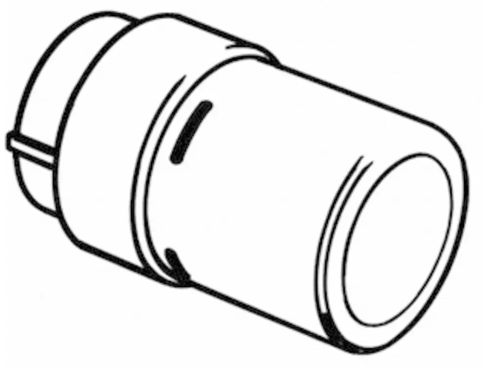 Schwarzes Fühlerelement von Danfoss mit runder, leicht verjüngter Form und seitlichem Anschluss. Eignet sich für die Integration in Heizsysteme.