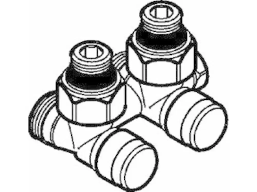 Produktbild: "Danfoss Universalverschraubung RLV-KS für Ventil-HK, Heizkörper R 1/2, Eck, 003L0222".