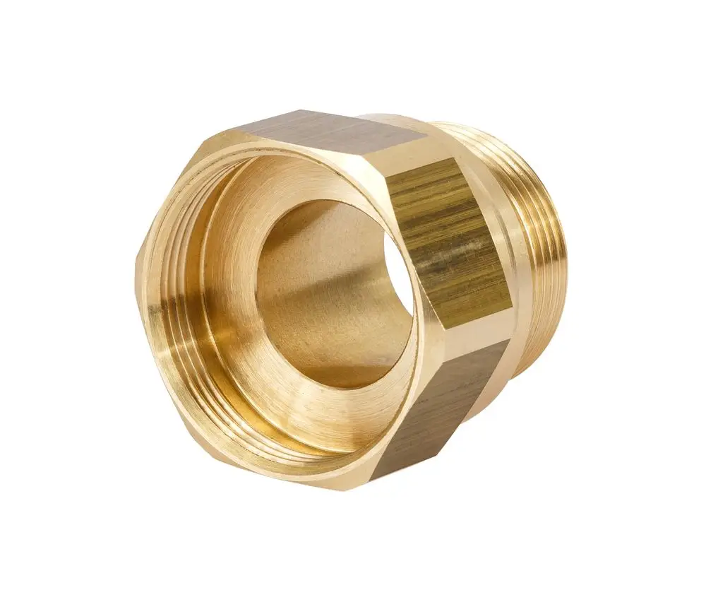 Messingadapter für Ventile, hergestellt von Danfoss. Das Produkt zeigt ein Gewinde und eine innenliegende Öffnung ohne weitere Kennzeichnungen.