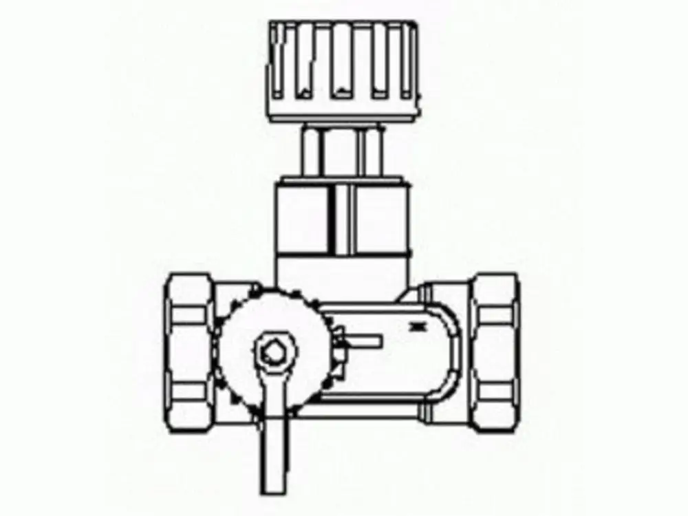 Danfoss Strangabsperrventil mit Regler und Ventilgriff, in einfacher Bauform zur Steuerung und Absperrung von Rohrleitungen.