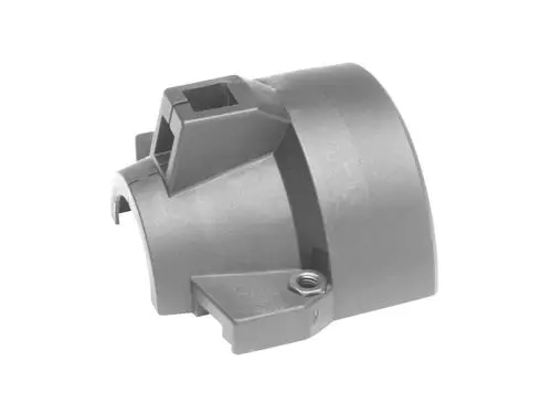 Danfoss Behörde-Kappe, grau, mit mehreren Ausschnitten und Befestigungselementen, zur Verwendung in bestimmten technischen Anwendungen oder Geräten.