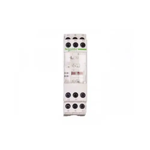 Elektrodenniveaurelais von Grundfos in einem kompakten Design. Sichtbare Anschlussklemmen und Kontrollleuchten auf der Vorderseite. Gehäuse mit IP54-Schutz.