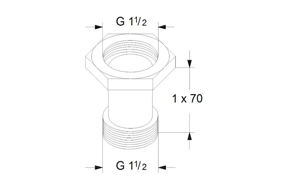 Technische Zeichnung eines GRUNDFOS Ausgleichsstücksatzes A4G1_1/2xG1_1/2 1x70.