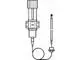 Temperaturregler von Danfoss mit einem Anschluss und einem Fühler, dargestellt in schematischer Ansicht. Enthält Komponenten zur Temperaturregelung.