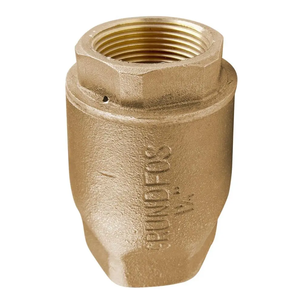 Bronzene Ventilbaugruppe von Grundfos mit einem Gewindeanschluss. Das Produkt hat eine ausgehöhlte Form und ist für die Installation in Wasseranwendungen geeignet.
