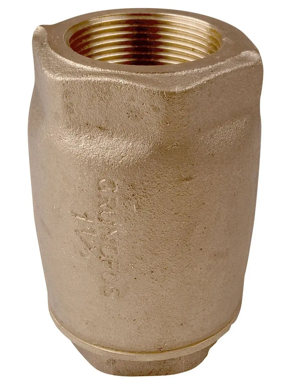 Brass ventilation valve by Grundfos, featuring a threaded opening at the top and a tapered body design, suitable for underwater pump applications.