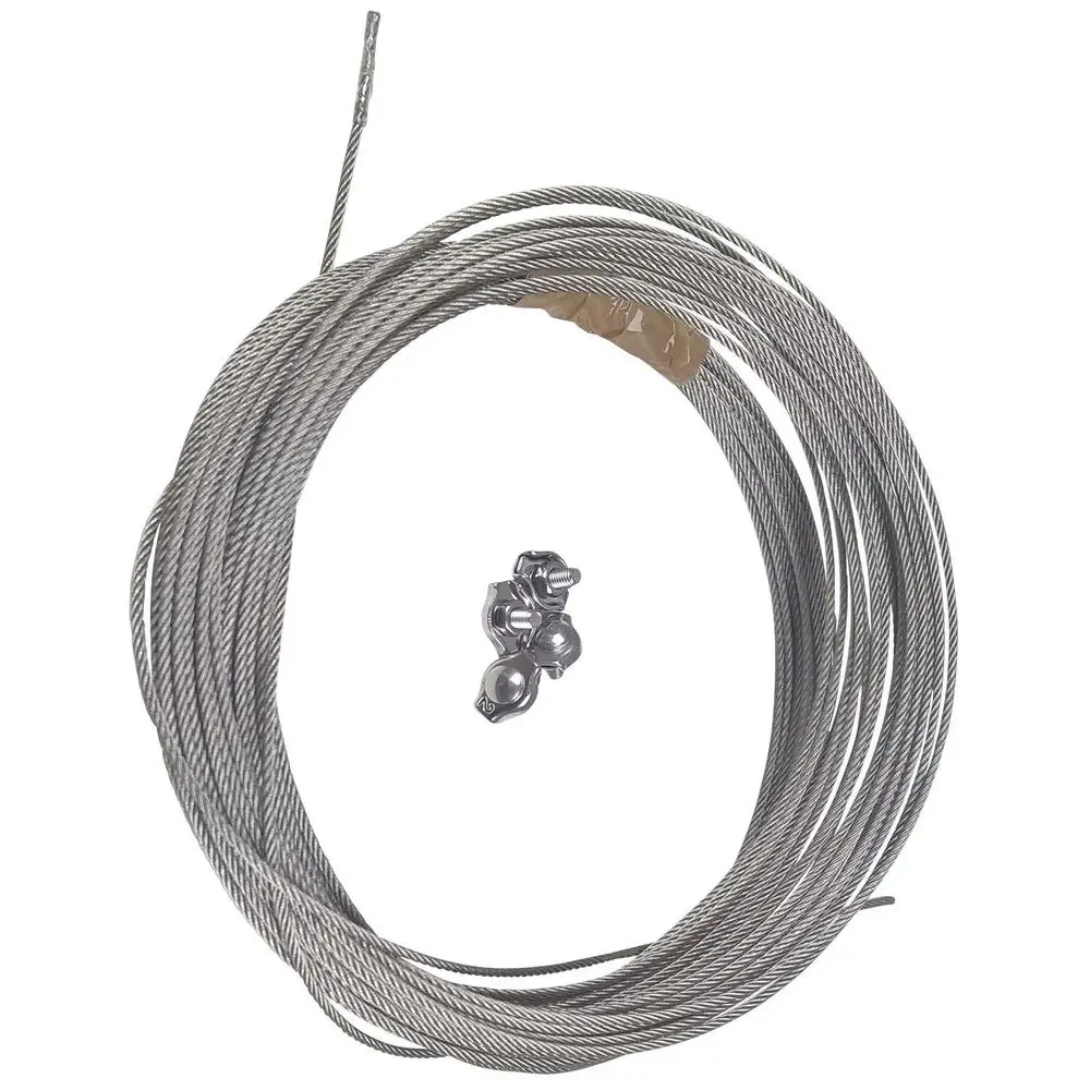 Edelstahl-Seil mit Befestigungselementen, geeignet für den Einsatz mit Grundfos Unterwasserpumpen. Seil hat eine Länge von 10 m und einen Durchmesser von 2 mm.