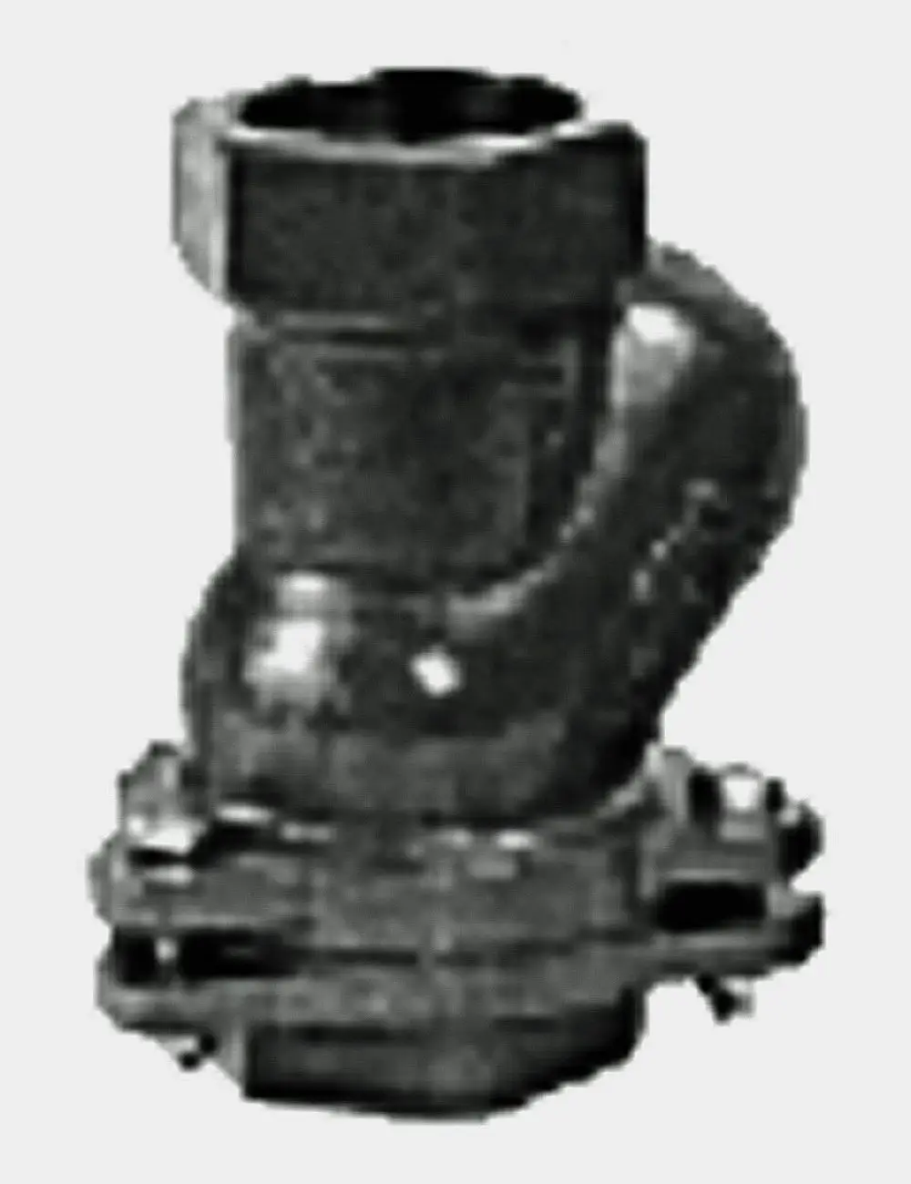 Schwarzes Kugelrückschlagventil mit Gewindeanschluss, geeignet für Grundfos Schmutz- und Abwasserpumpen.
