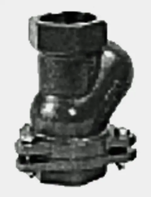 Schwarzes Kugelrückschlagventil mit Gewindeanschluss, geeignet für Grundfos Schmutz- und Abwasserpumpen.