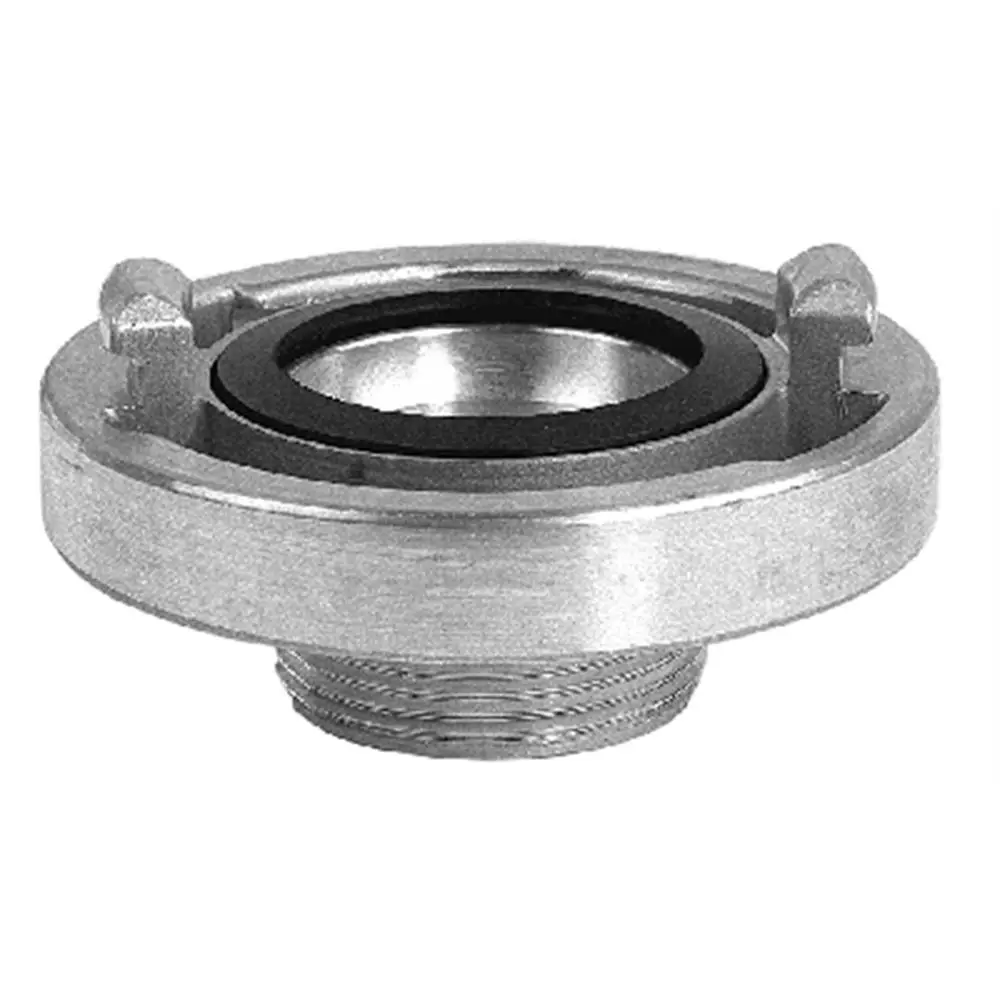 Kupplungselement von Grundfos für Schmutz- und Abwasserpumpen, metallisch mit Gewinde und Gummidichtung, zur Stabilisierung der Verbindung.