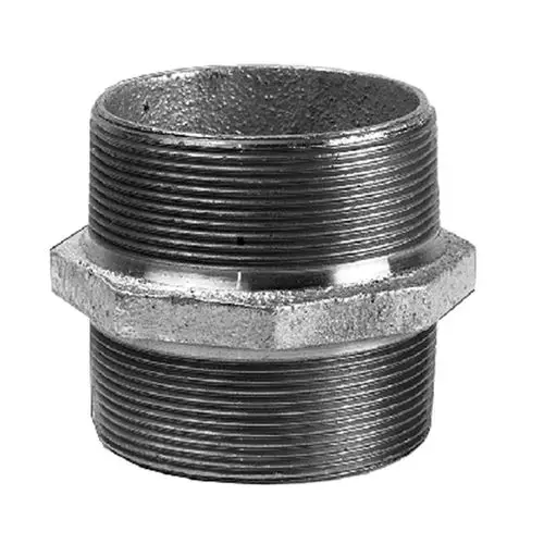Verzinkter Doppelnippel für die Vermischung von Schmutz- und Abwasserpumpen, geeignet für Grundfos Produkte, mit äußeren Gewinden und sechseckigem Anschluss.