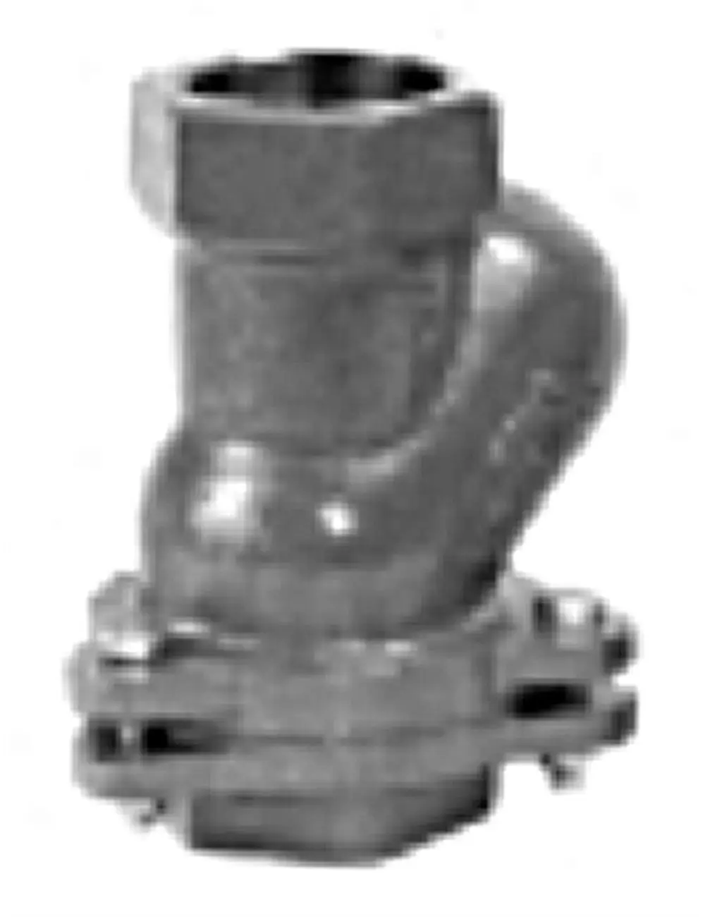 Kugel-Rückschlagventil aus Metall, geeignet für Schmutz- und Abwasseranwendungen, mit sichtbaren Anschlüssen und einer Grundfos-Marke am Gehäuse.