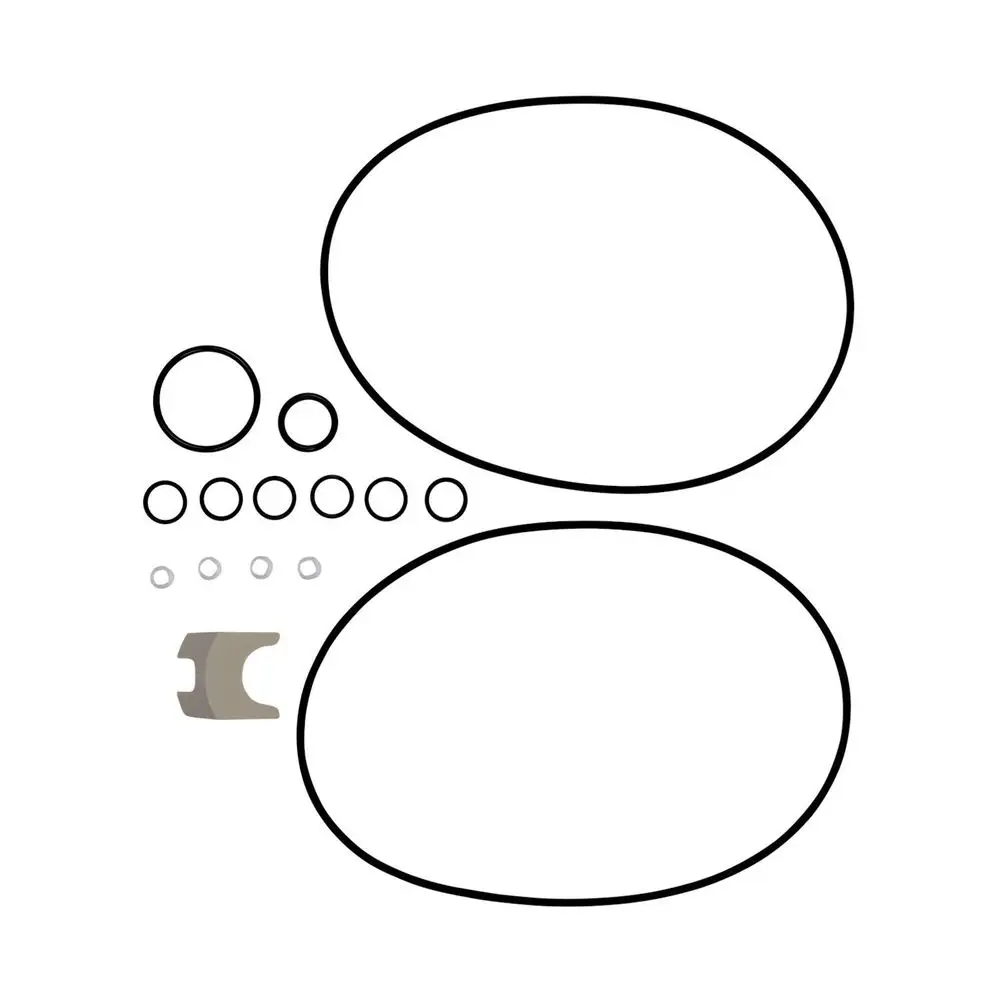 Ersatzteilkit mit mehreren Dichtungen und O-Ringen, geeignet für Grundfos Produkte. Enthält verschieden große Dichtungen und ein separates Teil für die Montage.