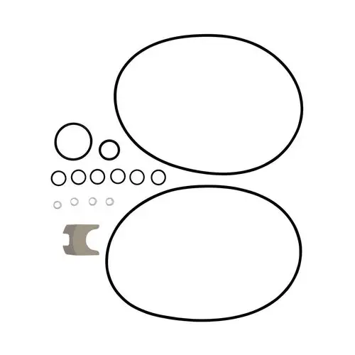 Ersatzteilkit mit mehreren Dichtungen und O-Ringen, geeignet für Grundfos Produkte. Enthält verschieden große Dichtungen und ein separates Teil für die Montage.
