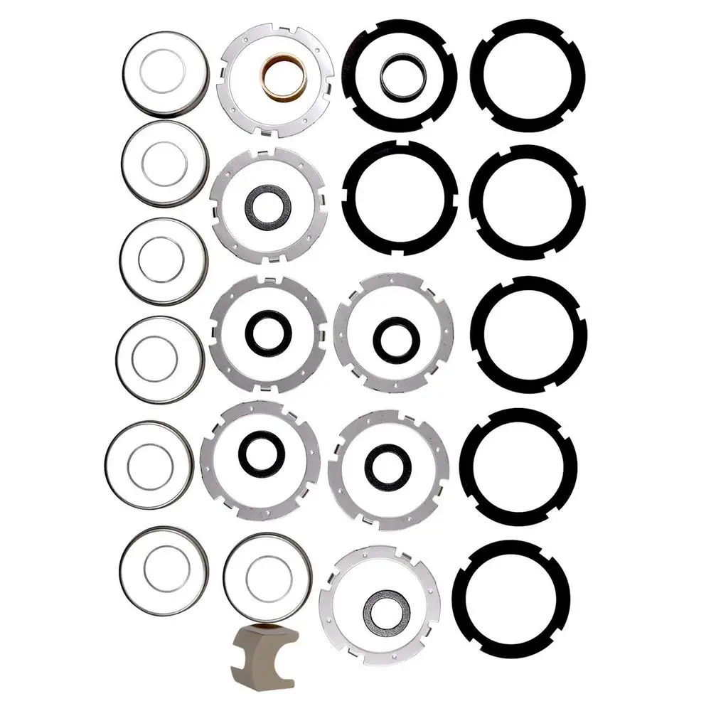 Verschleißteil-Kit von Grundfos mit verschiedenen Dichtungen, Unterlegscheiben und Halterungen, angeordnet in mehreren Reihen auf weißem Hintergrund.